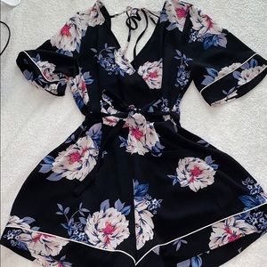 Black floral Francesca’s romper